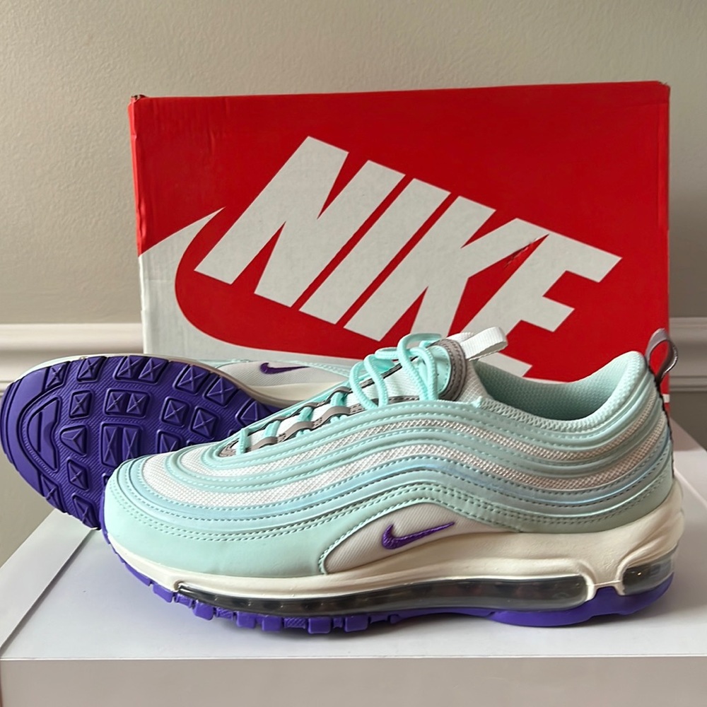 Women’s Air Max 97. New. Size 8. Teal and purple.